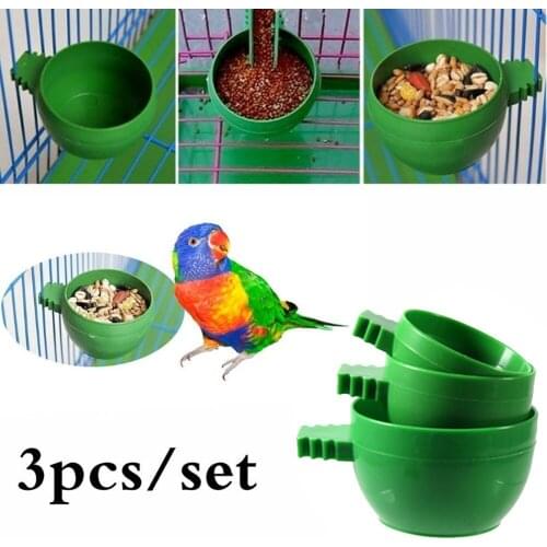 3 Pcs/set Mini Bird Parrot Food Water Bowl Feeder Plastic Pigeons Birds Cage Sand Cup Feeding Holder