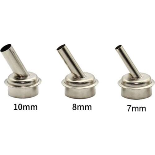 3pcs/Lot Hot Air Gun Oblique Mouth Nozzles 7/8/10mm 45 Degree Bent Curved Heat Nozzle For QUICK 861DW Soldering Station