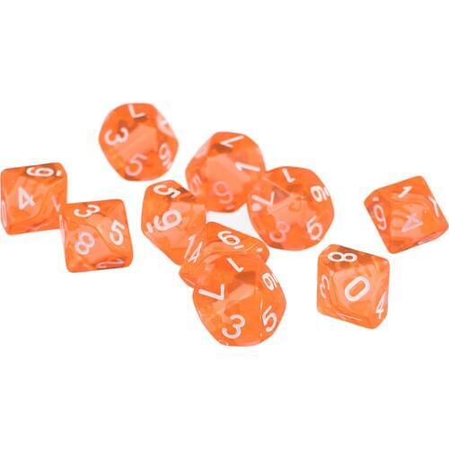 3 cm Plastic D10 Ten Sided Gem Dice for RPG Dungeons Dragons Games Set of 10 Dice Orange