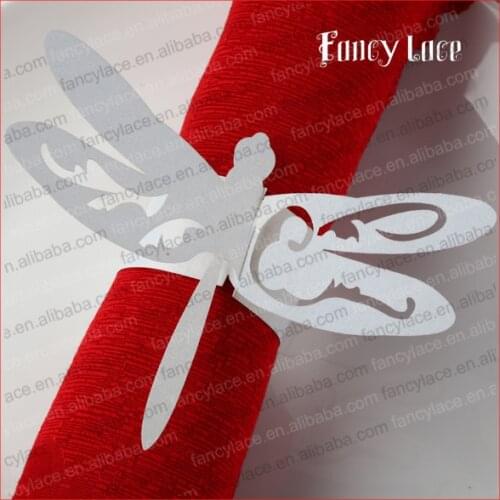 50Pcs Wholesale Decorative Laser Cut Napkin Paper Holder Dragonfly Upscale Towel Buckle Hotel Restaurant Wedding Supplies
