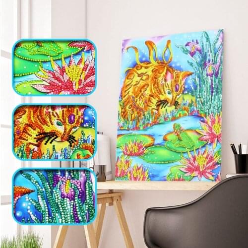 Special Shaped Diamond Painting Landscape Cat Craft Needlework 3D Drill Mosaic DIY Diamond Embroidery Animal Decoration 30X40CM