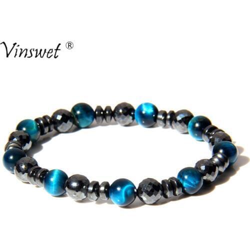 Fashion Health Energy Lose Weight Bracelets for Women No Magnetic Therapy Hematite Bracelet Mens Tiger Eye Bracelet for Men