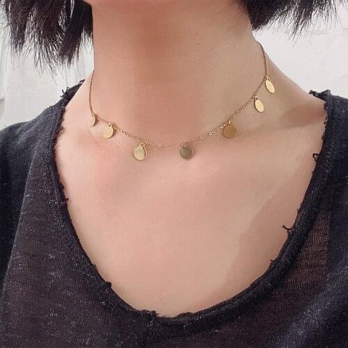 New Stainless Steel Star 8Pcs/Lot Necklace Collares Para Mujer Neck Chain Vintage Womens Ceckchain Choker Jewelry For Women