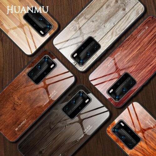 Retro Wood Grain Glass Shell Cellphone Case Business Phone Case For Huawei P40Pro for Huawei P20/P30/P40 Lite Pro for Honor 8X9X