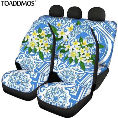 TOADDMOS Polynesian Plumeria Design Car Seat Cover Front and Rear Seat Protectors for Almost All Cars Auto Interior Decoration