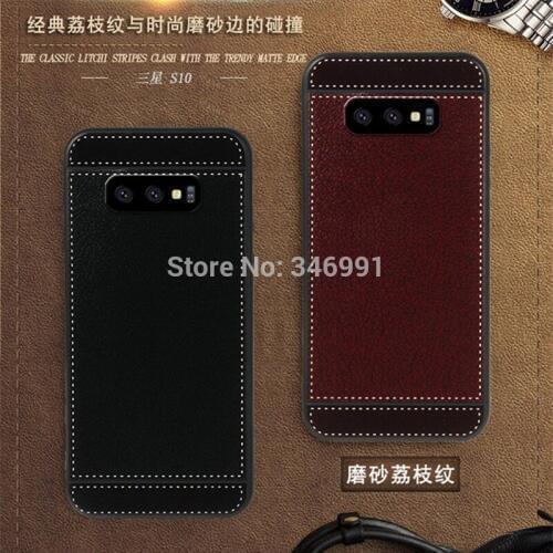 S10 Coque for Samsung galaxy S10 Case leather Soft Black silicone Classic litchi stripes Funda for Samsung galaxy S10 Phone Case