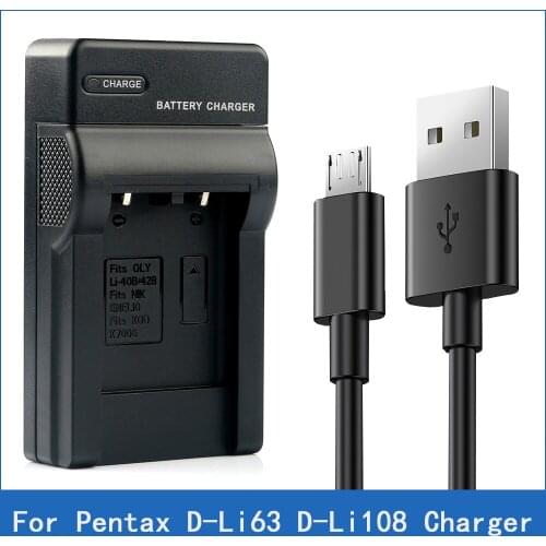 D-Li63 D-Li108 Digital Camera Battery Charger for Pentax Optio LS465 LS1000 LS1100 M30 M40 M90 M900 RS1000 RS1500 T30 V10 W30