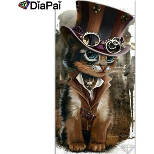 DIAPAI 5D DIY Diamond Painting 100% Full Square/Round Drill "Animal cat" Diamond Embroidery Cross Stitch 3D Decor A18575