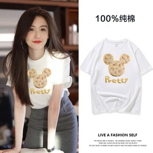 Cotton loose LARGE T-SHIRT blouse new print bottoming blouse