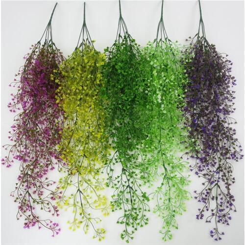 Artificial Flower Vine Hanging Garland Plant Fake Lavender White Green Plant Twigs Hanging Vine Home Garden Wedding Decor