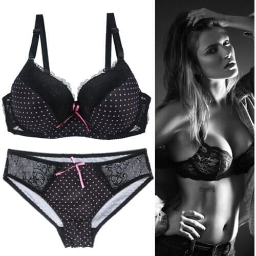 Large cup bra sets lace sexy lingerie underwear set push up lace Padded bra sets women underwear plus size ladies lingerie set