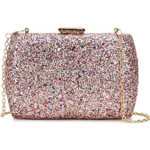 Fashion Handbags Women Metal Clutches Hexagon Mini Party Black Evening Purse Silver Bags Gold Box Chain Shoulder Bag Top Quality