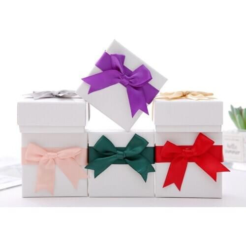 Fashion Jewelry Organizer Storage Gift Box Necklace Earring Ring Box Paper Bows Jewelry Packaging Container Case