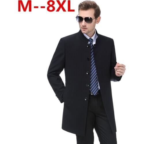 8XL 6XL 5XL 4XL New Mens Autumn Coats Fashion Casual Classic Trenchs Fit Mandarin Collar Jackets Coats Free Shipping For male