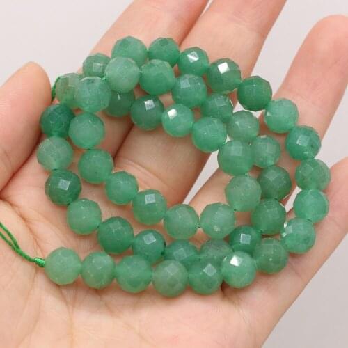 Natural Stone Green Aventurine Beaded Fashion Round Faceted Spacer Loose Beads for Jewelry Making Charm DIY Bracelet Necklace8mm