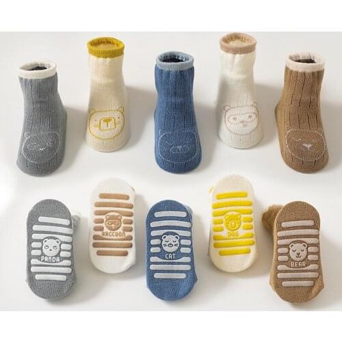 New Autumn Winter Baby Socks Children Floor Socks Combed Cotton Baby Non-Slip Toddler Socks Newborn Cartoon Cotton Socks
