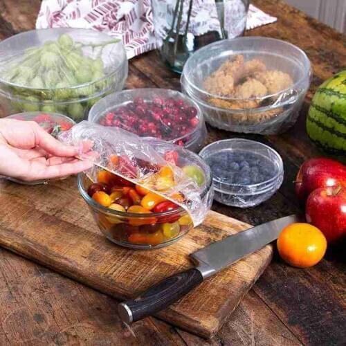 Disposable Food Cover 50 Pcs, Disposable Bowl Cover Dust Cover Plastic Transparent Cling Film