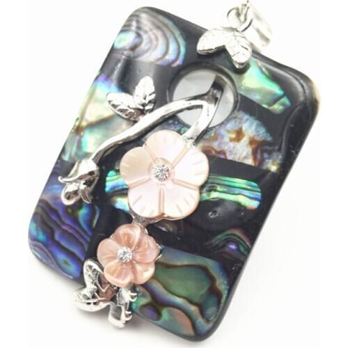 Natural New Zealand Abalone Pendant Rectangle Abalones Shell 31x49mm Pendants fit DIY Necklace Jewelry Making Accessories A124
