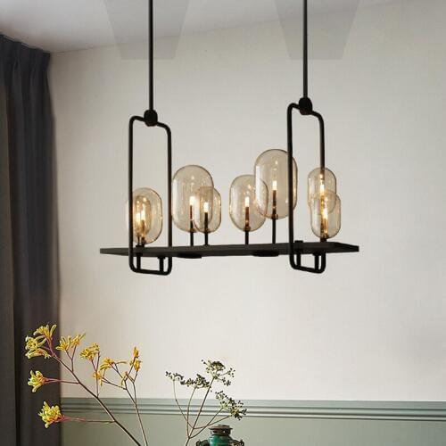 Modern glass candle pendant lamp hotel hall restaurant dinning room bar hanging lighting smoke glass bubble suspension light