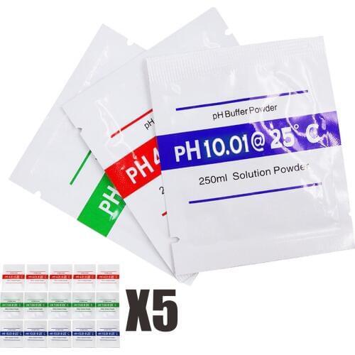 5 sets x pH Powder Calibration Solution pH4.01, pH7.00, & pH10.01(3 packs per set)