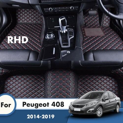 RHD Carpets For Peugeot 408 2019 2018 2017 2016 2015 2014 Artificial Leather Car Floor Mats Rugs Custom Car Accessories Interior