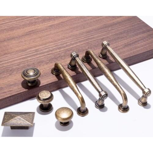 LCH Retro Solid Zinc Alloy Drawer Handle Vintage Antique Brass Drawer Knob Door Pull Cabinet Handle Matt Silver Ancient Style