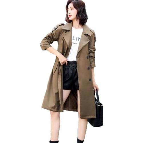 Chic Trench Coat Womens Mid-Length Overcoat Autumn Casaco Feminino 2021 New Spring Coats Elegant Windbreaker Female Outerwear
