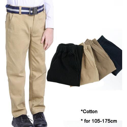 Boys Pants School Cotton Trousers Adjustable Waist 8 10 12 years Teenage Boys Pants Children Girl Uniform Clothes