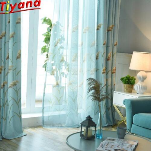 Blue Fashion Plant Custom Curtain Purple Panel Window Curtain for Living Room Bedroom Shading Luxury Curtain Tulle W-HM377B *30