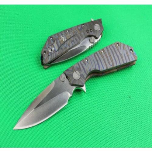 Folding Knife Pyrography Micro Technology DC Death Contact D2 Sharp Blade High Hardness TC4 titanium alloy handle EDC Tool