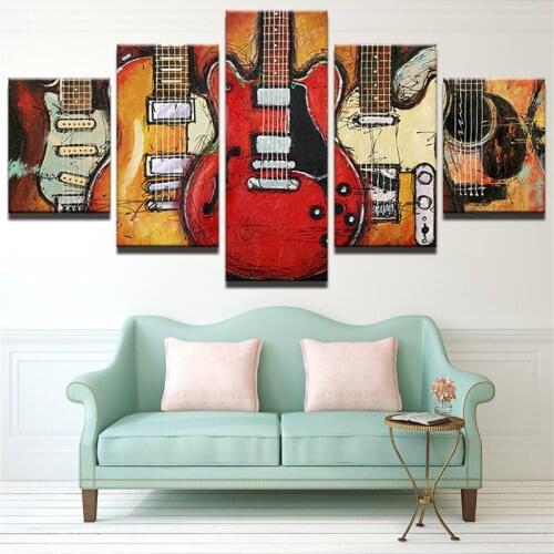 Modern oil painting hd print sitting room adornment wall art 5 pieces of abstract music poster