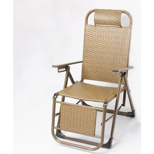 Lounge Chair Folding Chair Wicker Chair Double Woven Wicker Chair Lunch Break Leisure Lazy Office Nap Chair Outdoor Beach Chair