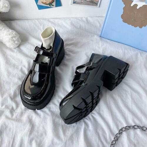 Summer vintage leather shoes woman lolita 2021 new Japanese Style Pumps Mary Jane Waterproof Platform shoes woman heels
