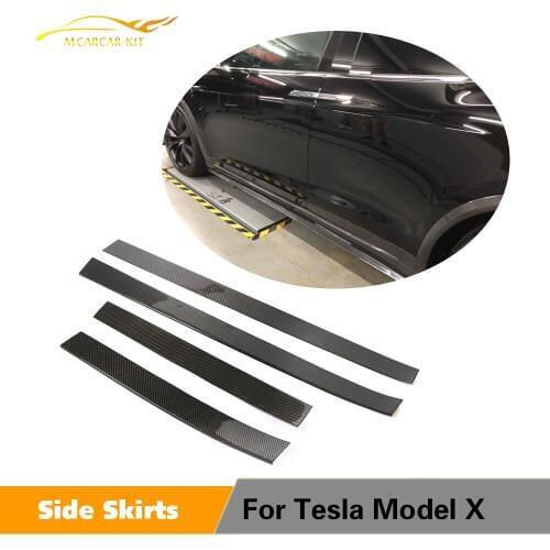 For Tesla Model X 2016 - 2018 Carbon Fiber Car Body Trim Strip Door Cover Decoration Skirts Extension Lip