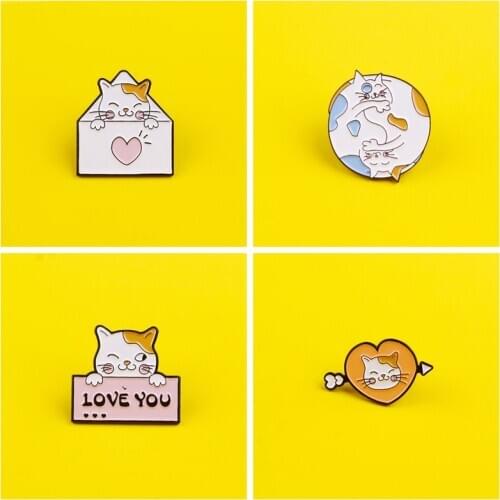 Funny Cat Enamel Pin Anime Icons On The Backpack Set Cartoon Metal Badges For Clothes Lapel Pin On Jeans Jacket Paired Jewelry