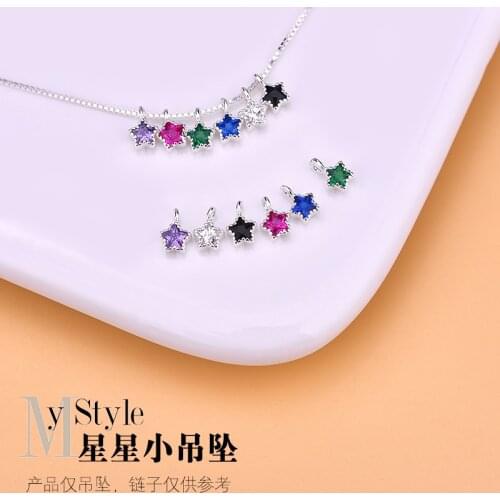S925 sterling silver color zircon Star Pendant Mini Pendant womens handmade jewelry DIY accessories materials
