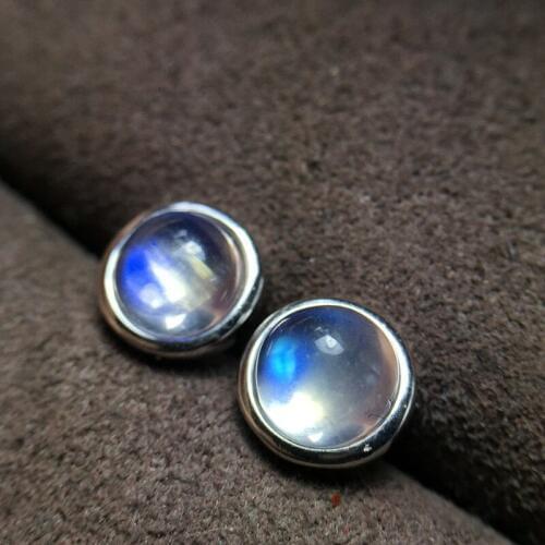 Uloveido Round Moonstone Stud Earrings for Women, 925 Sterling Silver Wedding Jewelry, 5*5mm with Velvet Box Certificate FR170