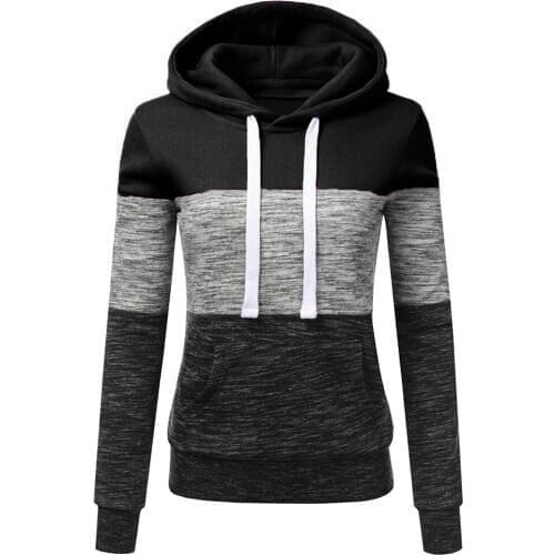 Womens sweatshirts pullover womens hoodies Fashion Casual Hoodies Sweatshirt Patchwork Ladies Hooded Blouse Pullove D300720