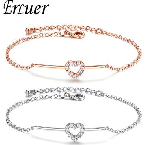 ERLUER Lady Romantic Heartbeat Heart Shaped Crystal Bracelet Girls jewelry bracelet jewellery Valentines Day accessories