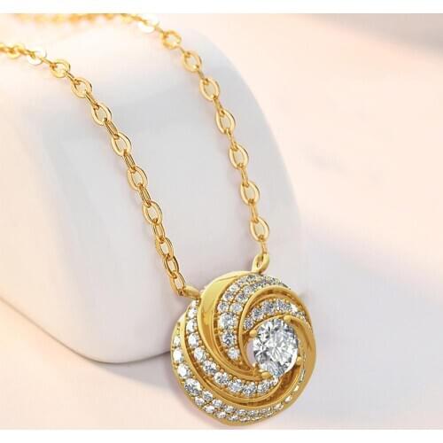 Silver Chakra Moissanite Pendant Necklace For Women Silver 925 Sterling Pendant 0.4CT Round Diamond 14k Gold Jewelry Wedding New