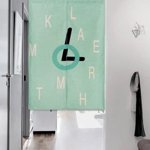 Animal Cat Geometric Clock Iove Cartoon Iinen Door Curtain Children Iearning Bedroom Home Decor Tapestry Kitchen Curtains