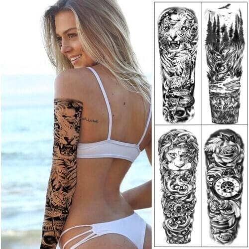 1Sheet Extra Large Temporary Tattoos Full Arm and Leopard Snake Arm Tattoo Sleeves for Men Women