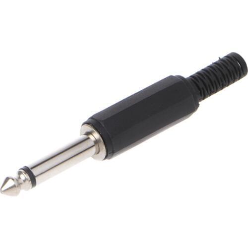 10 Pcs 6.35mm Male 1/4" Mono Jack Audio Plug Connector Jack Adapter