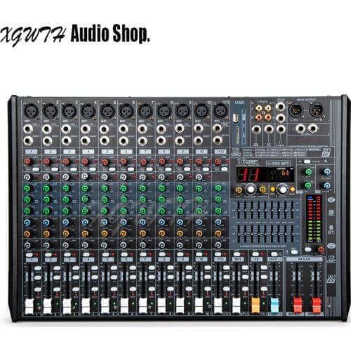 12 Channel Mixer 16 DSP Digital Reverb Effect USB +48V Phantom Power Bluetooth Sound Mixing Console for DJ Stage Audio Equipment