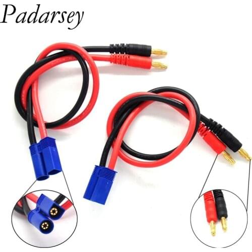 Padarsey 2 Pack EC5 Connector to 4mm Bullet Banana Plugs Battery Charge Lead Adapter 12AWG Silicone Wire Cable 11.8" 30cm