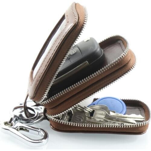 2020 New Oil Wax Cowhide Keys holder Large Capacity housekeeper leather hanger for keys Hollow Double Layer Men car key case