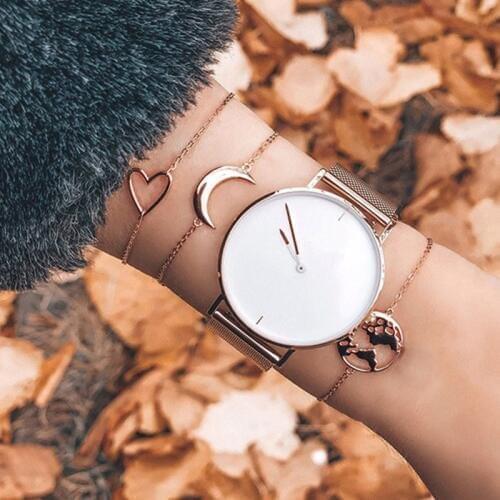 3 Pcs/Set Bohemian Simple Alloy Heart Moon Map Gold Bracelets for Women Party Jewelry Gifts