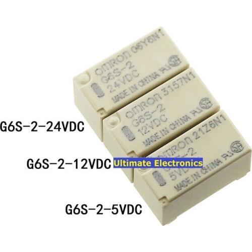5pcs G6S-2-5VDC G6S-2-12VDC G6S-2-24VDC DC 5V 12V 24V