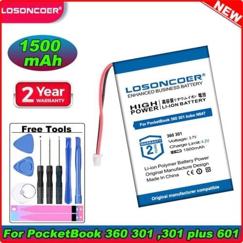 LOSONCOER 1500mAh Battery For PocketBook 360 301 , PocketBook 301 Plus 601 kobo N647 Battery