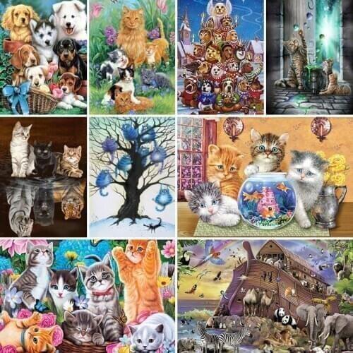 30x40x50x60x70 diamond painting 5D Full Square embroidery mosaic Cross Stitch Cute animal Cat dog DIY home Decoration gift